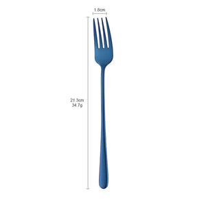 Stainless Steel Dinner Fork Korea Colourful Dessert Long Handle Fork Blue Black Gold Forks for Hotel Party Kichen Accessories