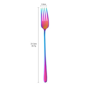 Stainless Steel Dinner Fork Korea Colourful Dessert Long Handle Fork Blue Black Gold Forks for Hotel Party Kichen Accessories