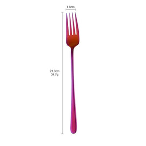 Stainless Steel Dinner Fork Korea Colourful Dessert Long Handle Fork Blue Black Gold Forks for Hotel Party Kichen Accessories